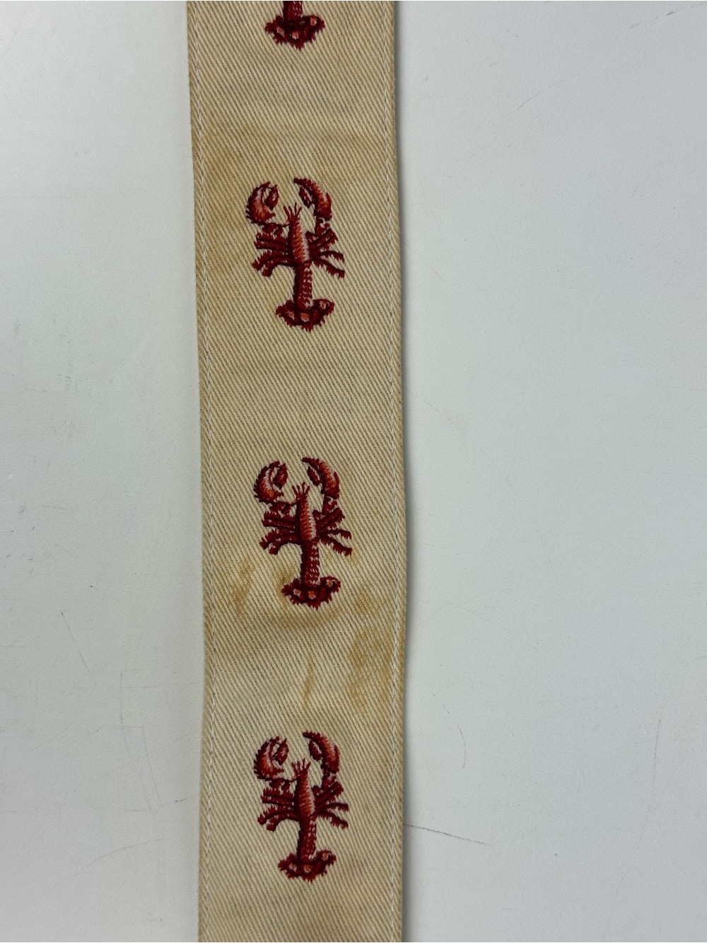 Women’s J. Crew Cream Canvas Belt with Red Embroidered Lobster Motifs - Picture 3 of 11